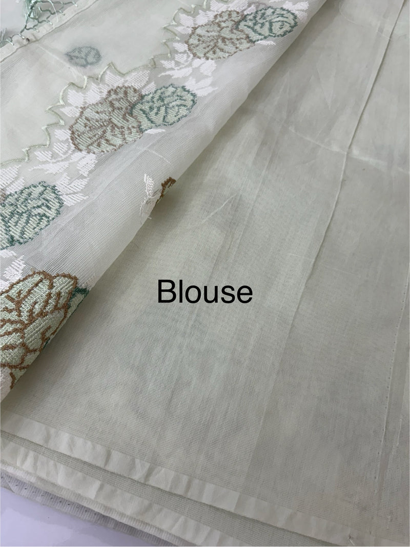 Supernet saree with cross stitch embroidery MSH116- PastelGreen