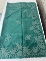 Soft organza saree with applique work - MCW225 DuskyGreenishBlue