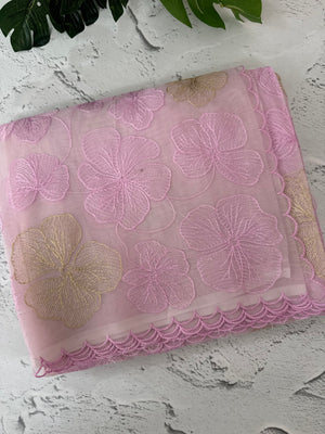 Viscose organza saree with thread work - MSH925 PastelPink