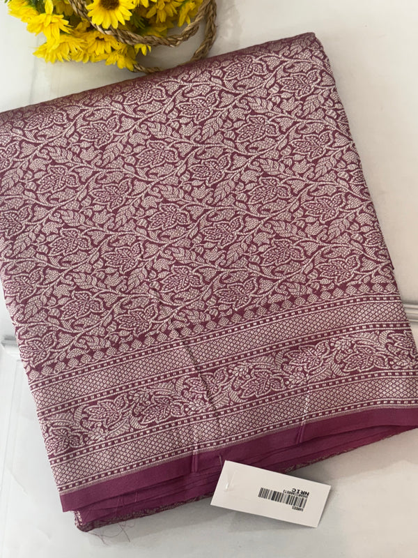 Banarasi semi katan saree in silver zari SHSNRIC