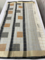 Checks semi chanderi saree  MS9871 - Grey