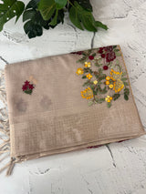 Soft Tissue linen Silk embriodery saree MS49876