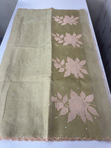 Copper Tissue silk saree with applique work MSH252