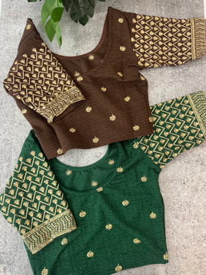 Stretchable Readymade blouse with sequence work : SIZE 32 - Combo 4