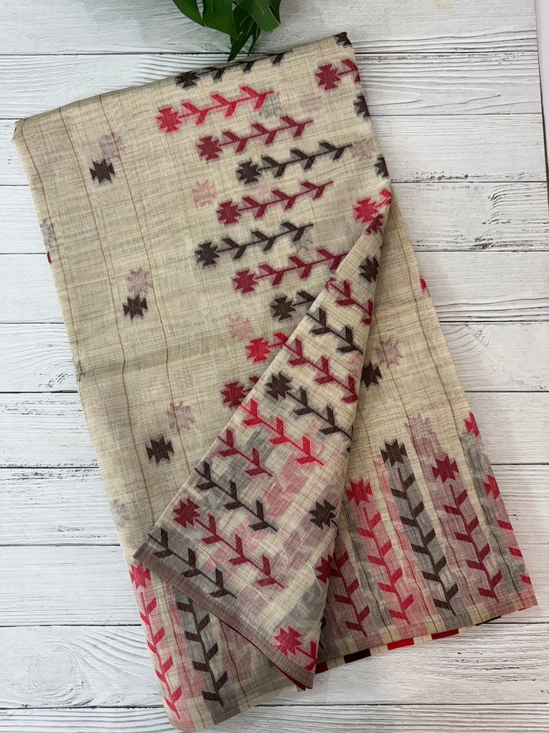 Jamdani silk Cotton Saree with blouse MS12551