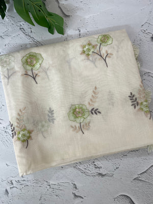 Mul chanderi embriodery saree MSH289