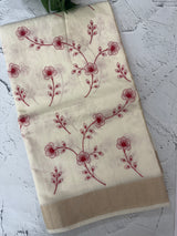 Mul chanderi embriodery saree with zari borders MSH282