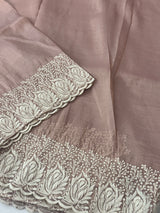 Crush Organza embroidery saree MS9739 Dusky NudePink