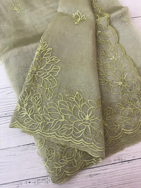 Tissue Organza saree MS14051- DuskyGreen