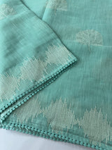 Semi linen saree with embroidery- MS15087 PastelAqua Blue