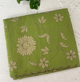 Malai chanderi saree with applique work MSM6201 LeafGreen