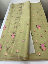 Tissue mix Soft silk saree with embroidery MS8189- PastelGreen