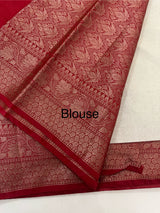 Semi Banarasi crepe saree with small buttas and brocade blouse- MS14667
