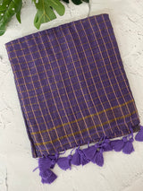 Soft mulcotton saree with zari checks MS4436