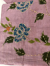 Unstitched Chanderi suit Set with kanta work- MK172