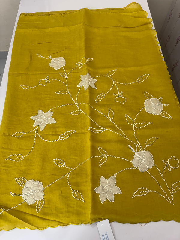 Malai chanderi knot and kanta embriodery saree  MS5556