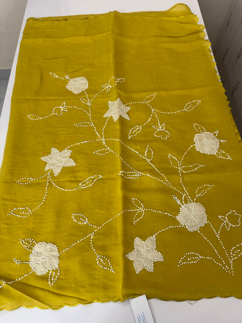 Malai chanderi knot and kanta embriodery saree  MS5556