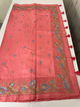 Cutwork Blended tussar saree MSH228 DarkPeachyPink