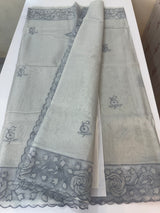 Viscose Organza saree with applique work-MSH101 Ash