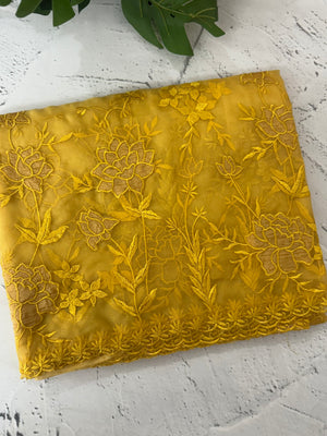 Soft organza saree with applique and thread work - MSH956 (2) Mustard