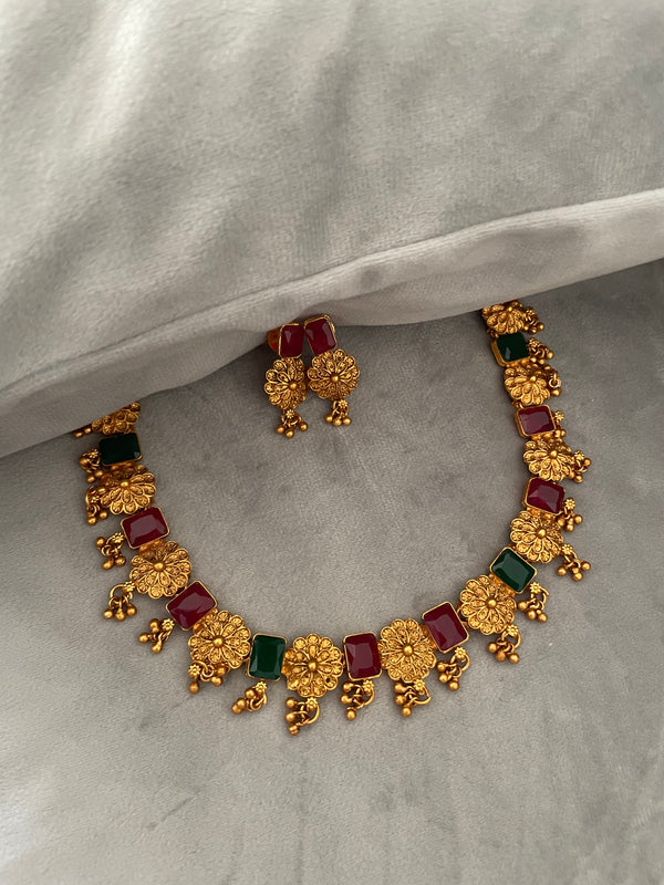 Antique matte Necklace set - Multicolor