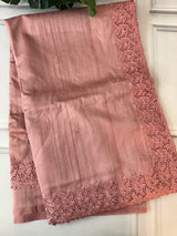 Blended tussar saree with cutwork - MSHK123 SoftPeach