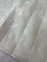 Mul chanderi applique work saree MSH184- White