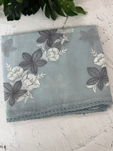 Kota checks saree with embroidery MS7679 - Grey