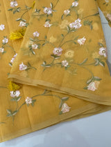 Kota Supernet embriodery saree SHSNYNM- Yellow