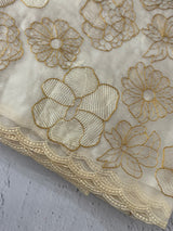 Semi organza saree with thread work - MSH910 Offwhite