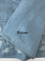 Blended Tussar silk saree with applique work- MSH200 DuskyBlue