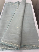 Tissue Organza saree with hand embroidery - MS14791 PowderBlue