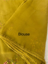 Crush chiffon saree with embroidery MCH345 MustardOlive