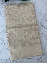 Blended tussar saree with multi color embriodery - MS8665 (1) Cream