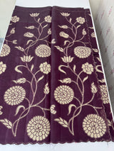Viscose organza saree with applqiue work - MSH930 Wine
