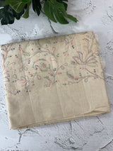 Blended tussar saree with multi color embriodery - MS8665 (1) Cream