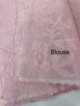 Khadi Linen saree with net applique borders MSH247 PastelPink (2)