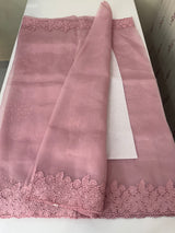 Cutwork Kora Organza saree with full cutwork blouse-  MS14154 PastelPink