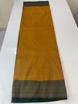 Banarasi semi katan saree with contrast border MS6665- Mustard to Green