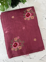 Crushed Blended tussar silk saree with embroidery- MSB7654- DuskyPink