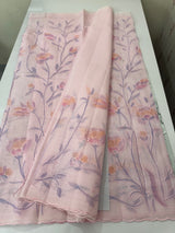 Soft Moonga checks saree with prints and embroidery MSH154- Pink