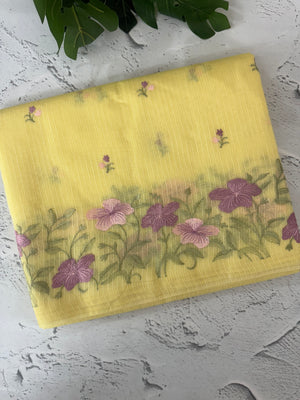 Netkota embriodery saree MS1494 Yellow