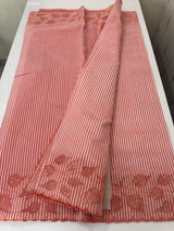 Striped Mul chanderi saree with net applique borders MSH987