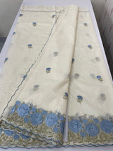 Mul chanderi embriodery saree with scalloped borders MSH176