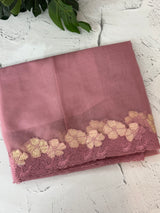 Soft organza saree with turkish applique borders- MCW735