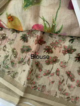 Handworked Tissue linen saree MS88651