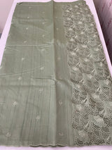 Cutwork Semi tussar saree MTSS657 DustyGreen