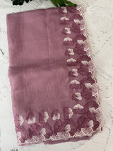 Silky kota saree with embriodery borders MS16372 OnionPink