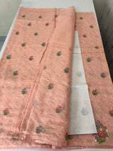 Semi linen saree with embroidery- MS15167