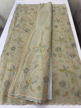 Moonga checks saree with prints and embroidery MSH154- DuskyOlive